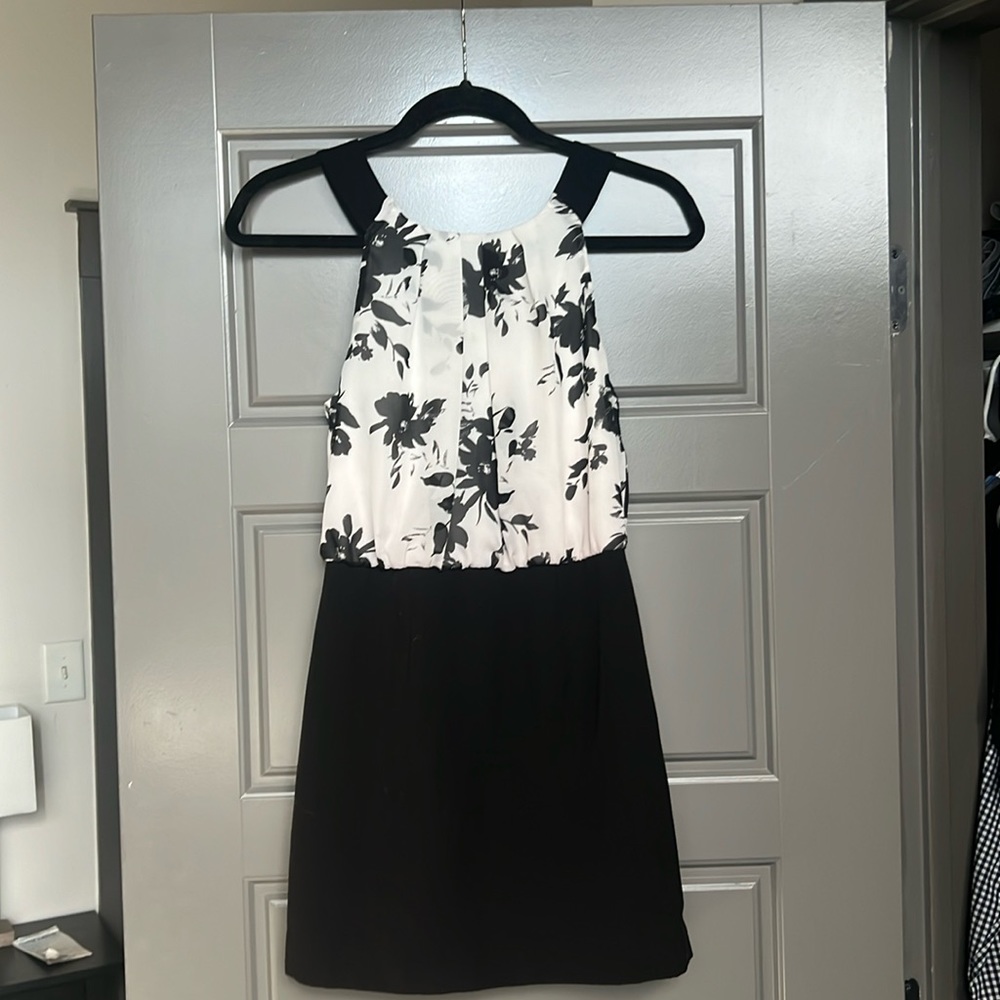 Black and white floral BCX mini dress.